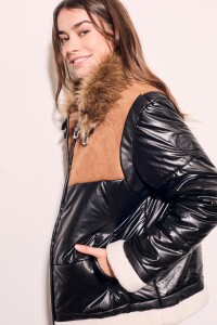 Campera Capitoneada Combinada Negro