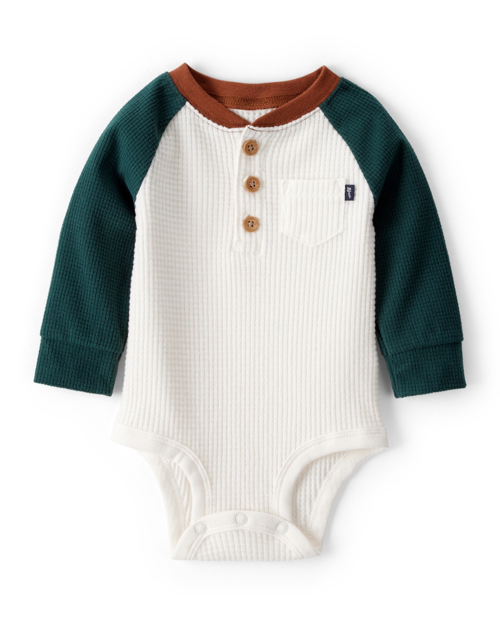 Body henley de algodón térmico, diseño clolorblock Sin color