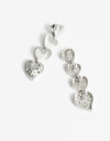 Aros Colgantes Largos Strass Aros Largos Corazones Strass - Plateado Rodio