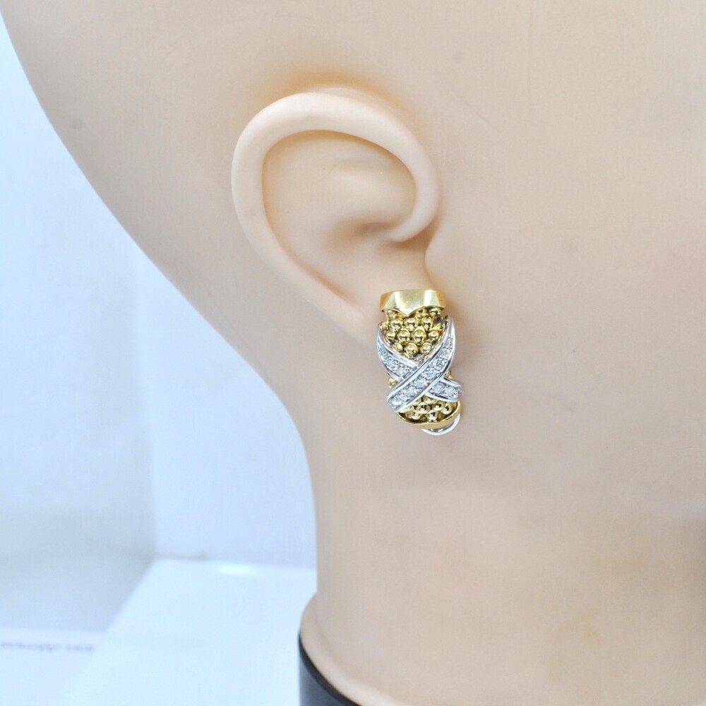 Caravanas clips combinadas en oro 18k con brillantes Caravanas clips combinadas en oro 18k con brillantes