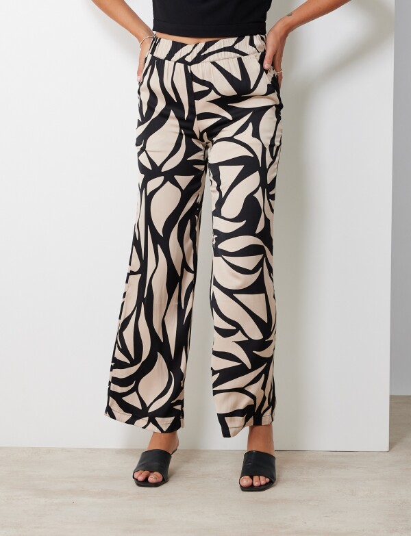 Pantalon Print NEGRO/BEIGE