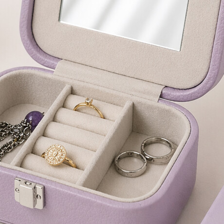 Joyero con espejo y hebilla - Chico 15x10x5cm Lila