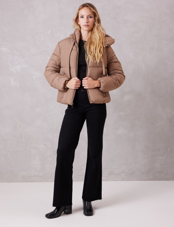 Campera Puffer Capucha TOSTADO