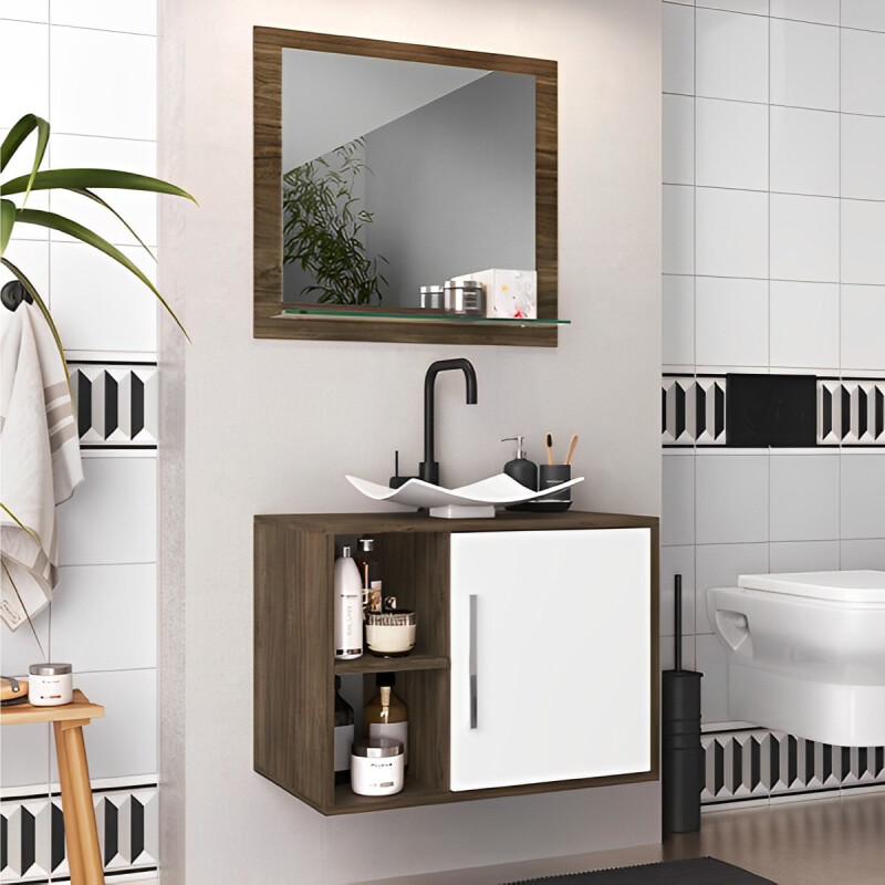 Mueble Baño Elite 1270 + Bacha + Espejo Premium 15mm PAUSADO Mueble Baño Elite 1270 + Bacha + Espejo Premium 15mm Pausado