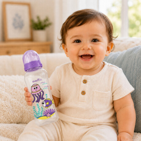 Mamadera Evenflo Acuario Bebé 3-12M 240Ml Tetina Flujo Medio Lila