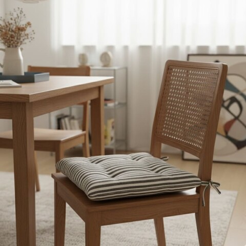 Almohadón para silla algodón Rayas Taupe