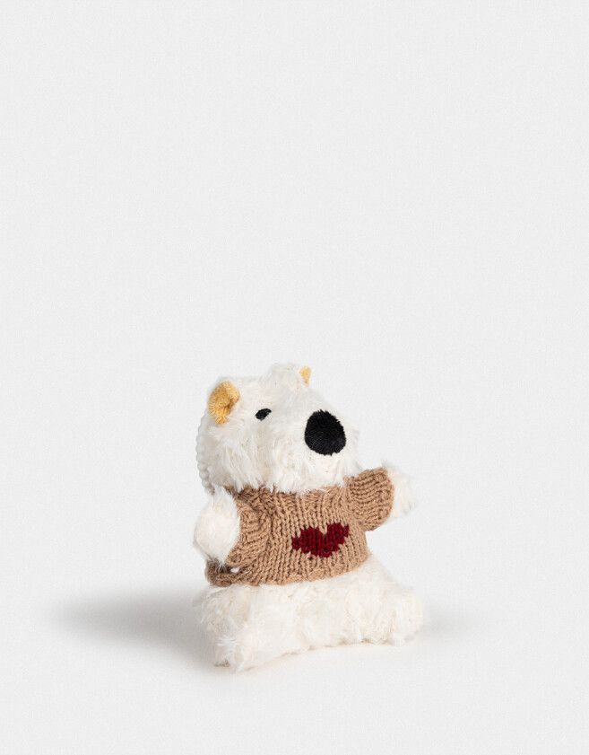 Llavero Peluche Llavero Y Charm De Perrito Con Sweater - Blanco Crema