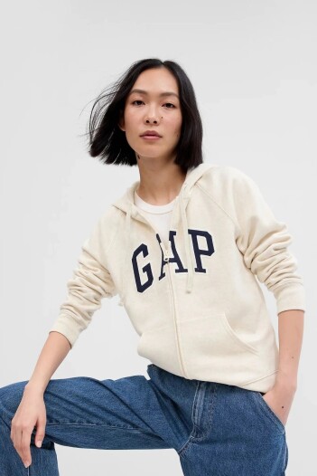 Canguro Con Cierre Logo Gap Mujer Oatmeal Heather