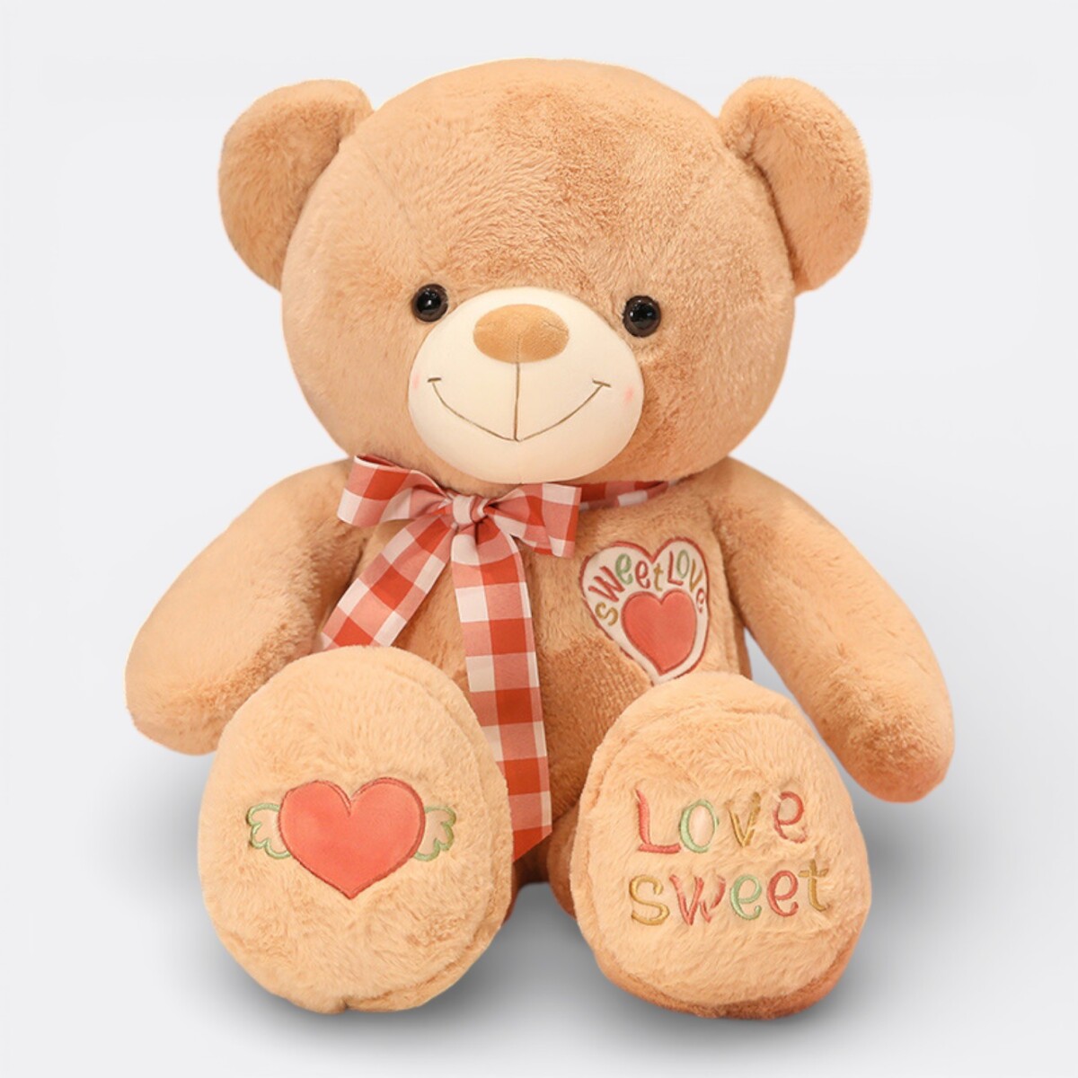 Oso de Peluche Grande con Moña - Marrón 