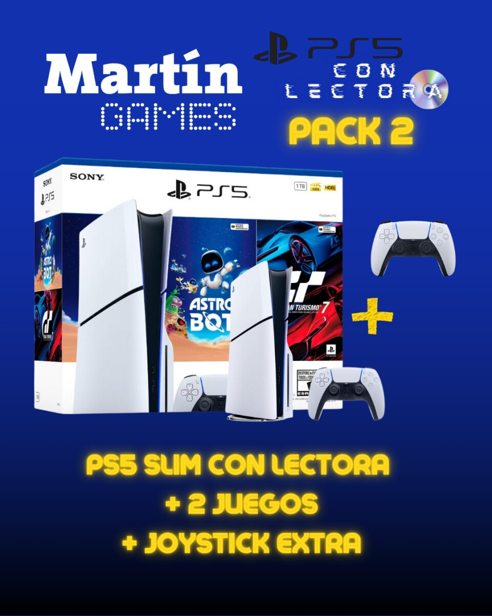 CONSOLA Playstation 5 PS5 SLIM CON LECTORA + ASTROBOT + GRAN TURISMO + JOYSTICK EXTRA 
