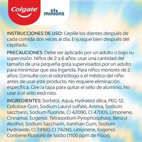 Pasta Dental Colgate Smiles Minions 75 ML Pasta Dental Colgate Smiles Minions 75 ML