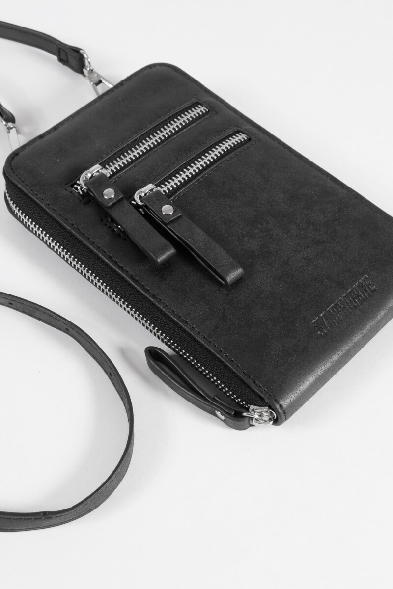 Porta celular tarjetero negro