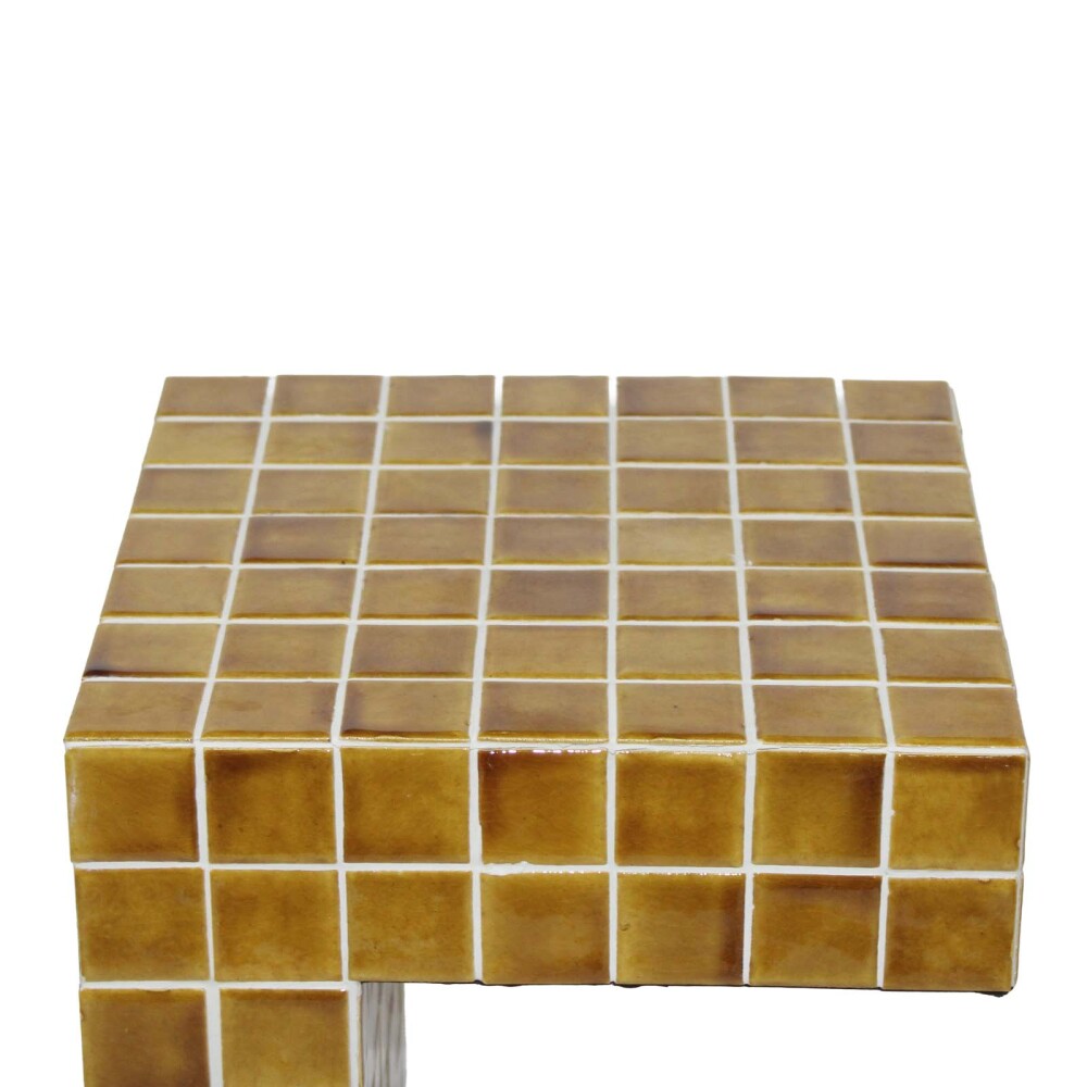 MESA LATERAL CERAMICA AMARILLO SELENE MOSTAZA