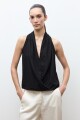 Blusa lino drapeada negro