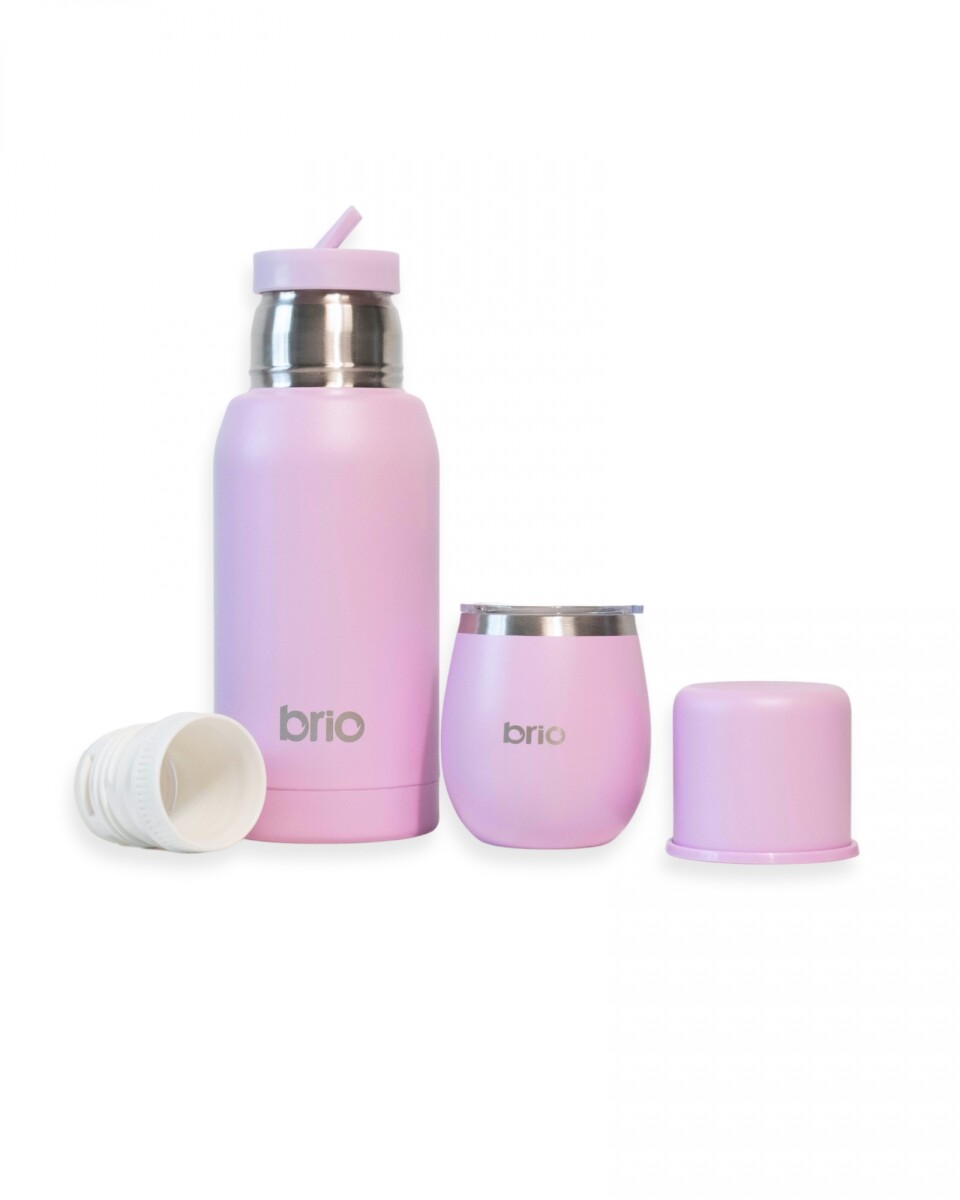Set De Termo 750 Ml Y Mate Con Tapa brio Acero Inox - Lavanda 