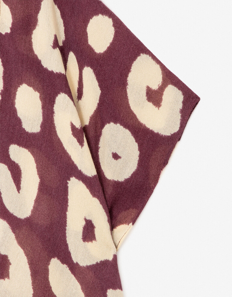 Kimonos Kimono Animal Print Burgundy - Combinacion Bicolor