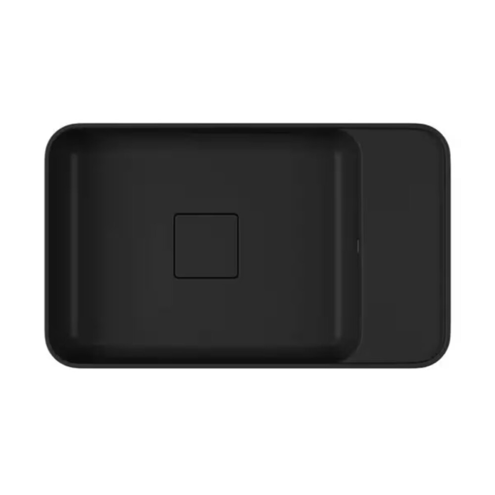 Bacha de apoyo o suspendido Rectangular 50 x 30 c/mesa derecha Negra mate Deca Bacha De Apoyo O Suspendido Rectangular 50 X 30 C/mesa Derecha Negra Mate Deca