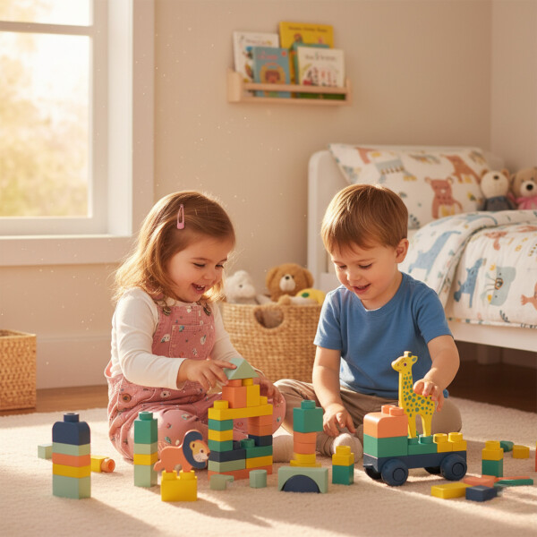 Bloques Encastre Juego De Construcción Vehículos Animales Diseño 1