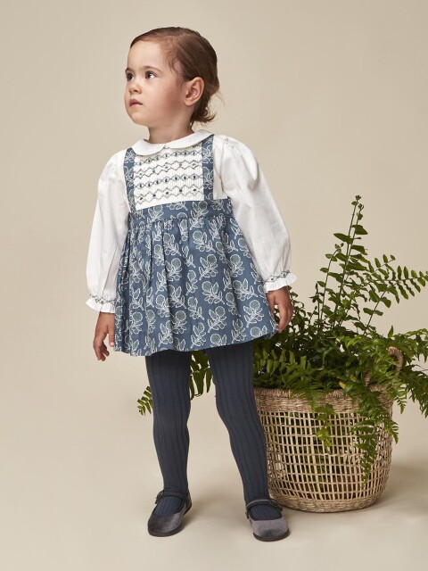 Vestido Efecto Pichi Azul Pato