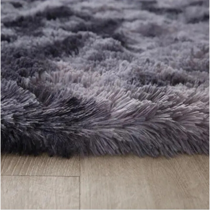 Alfombra Tapete Shaggy Peluda 150 X 200cm Pelo Alto Gris Oscuro