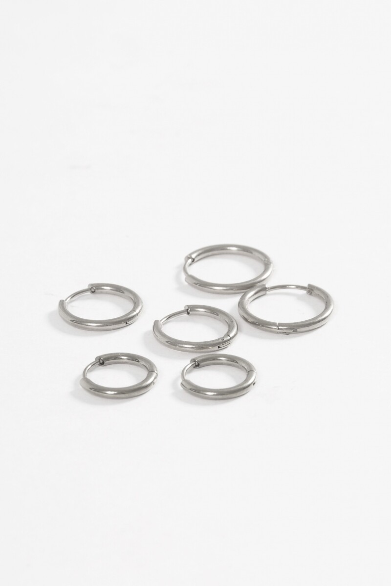 Set de 3 aros acero quirúrgico plateado