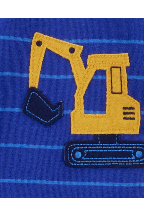 Pijama una pieza de algodón, con pie, azul, estampa constructor. Talles 12-24M Pijama una pieza de algodón, con pie, azul, estampa constructor. Talles 12-24M