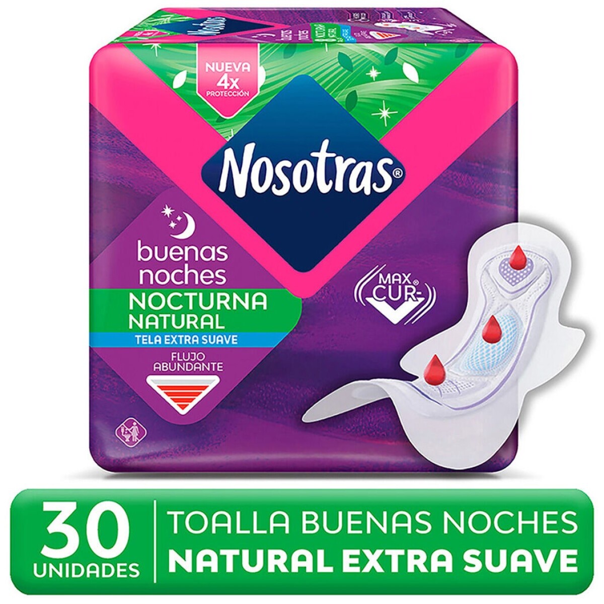 Nosotras toallas femeninas x30 - Nocturna Suave CurvMax 
