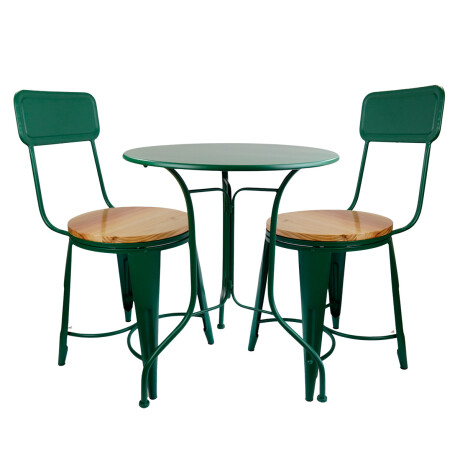 Juego de jardin de metal verde 2 sillas + 1 mesa Juego de jardin de metal verde 2 sillas + 1 mesa