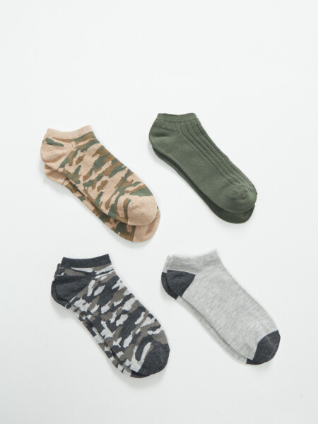 Pack X4 Medias Soquete Estampado Camuflado Gris
