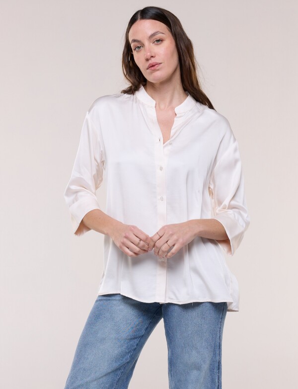 Camisa Holgada De Saten BEIGE CLARO