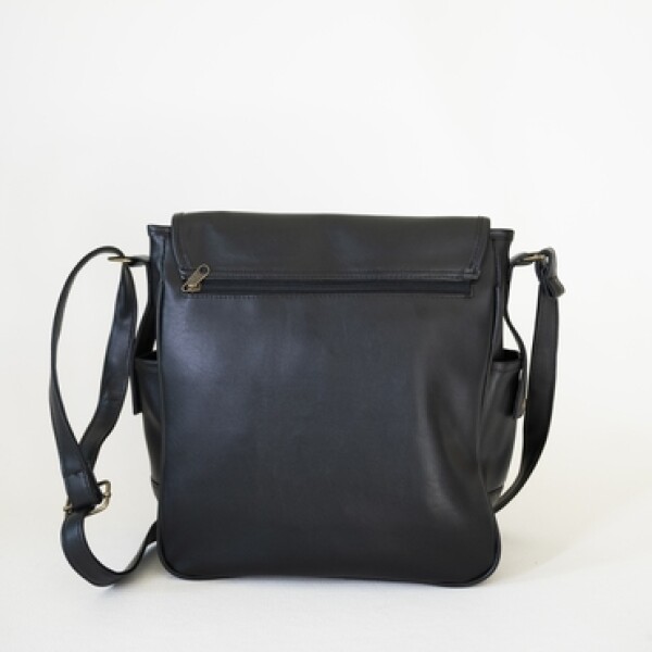 Bandolera grande con solapa y cierre Negro