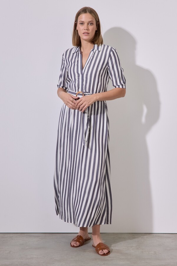 Vestido Maxi Stripes BLANCO/AZUL