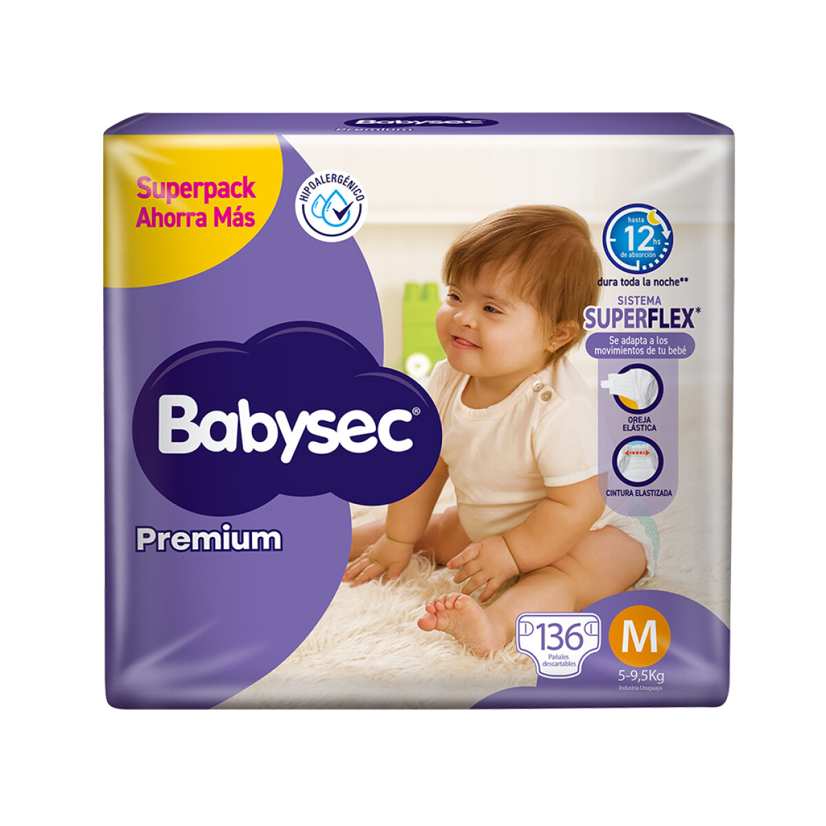 Pañales Babysec Premium Talle M 136 Uds. 