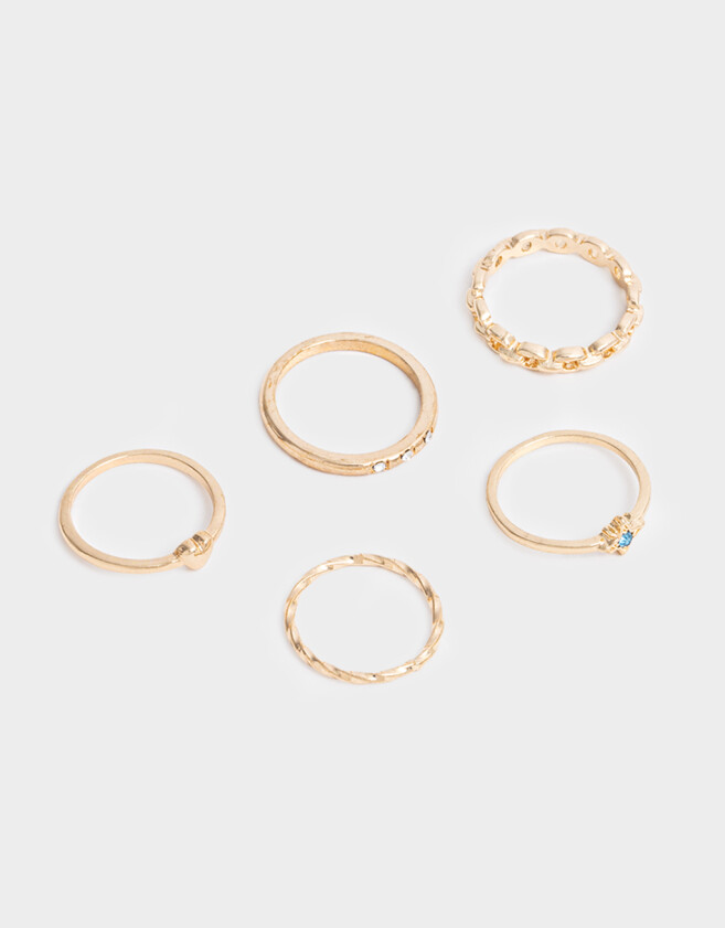 Sets Anillos Strass Anillos Sets De Metal - Dorado