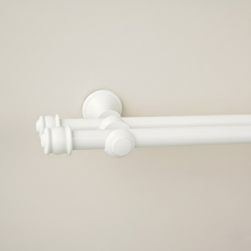 Barrote cortina doble de metal 2,5 m + 3 Soportes BLANCO