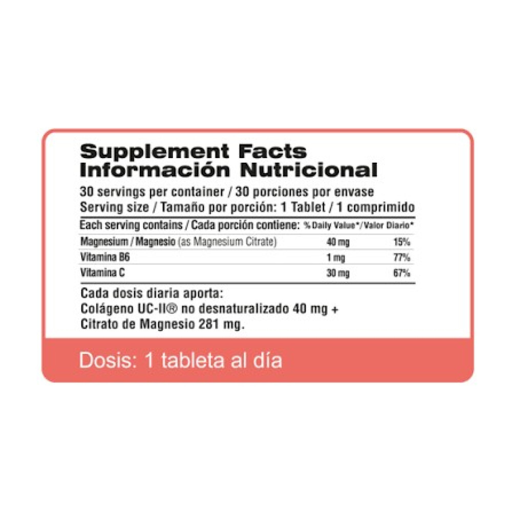 Collagen Type II + Magnesio + Vitamina B6 | 30 Tabletas - Qualivits Collagen Type II + Magnesio + Vitamina B6 | 30 Tabletas - Qualivits