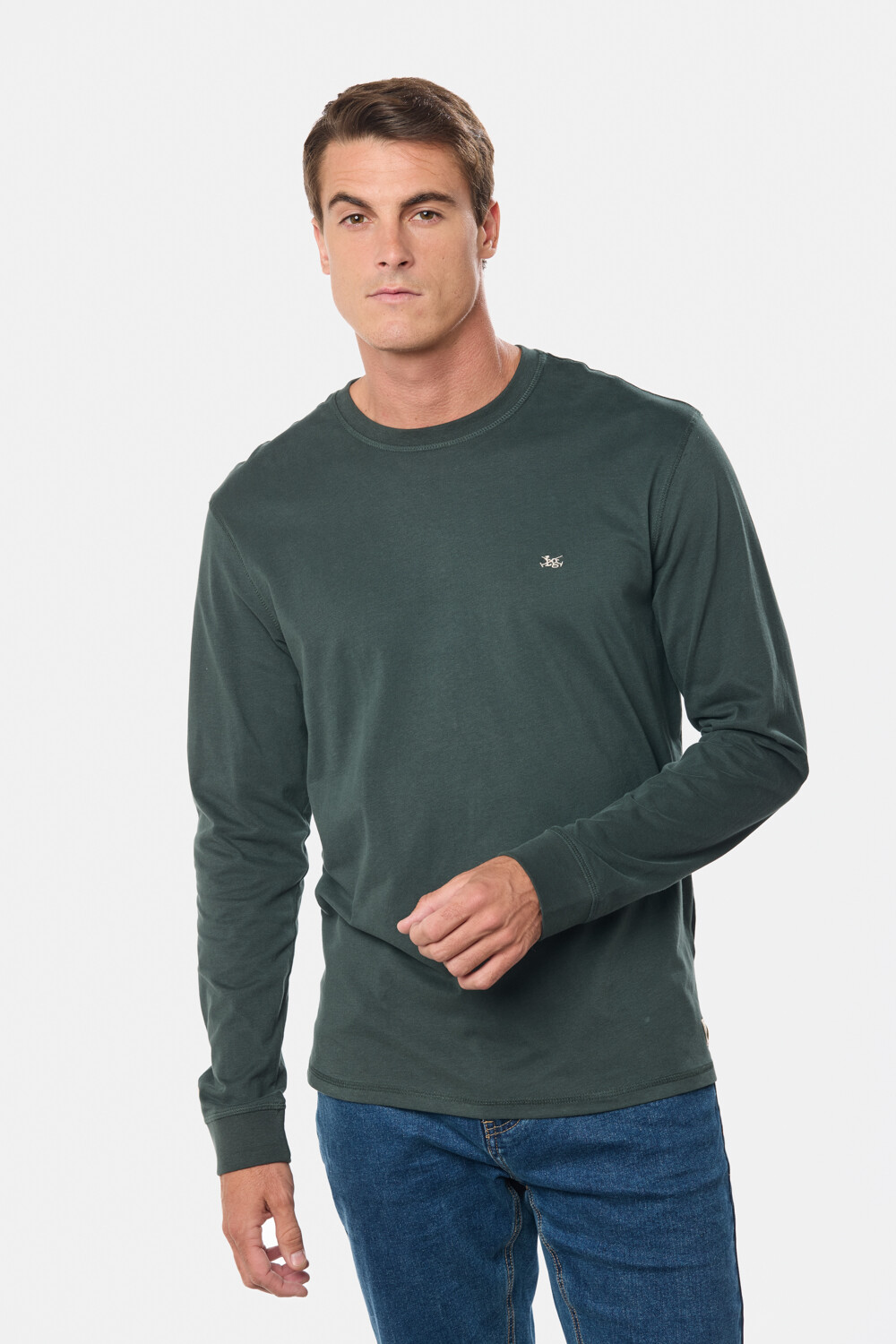 REMERA LISA DE ALGODÓN Verde Oscuro