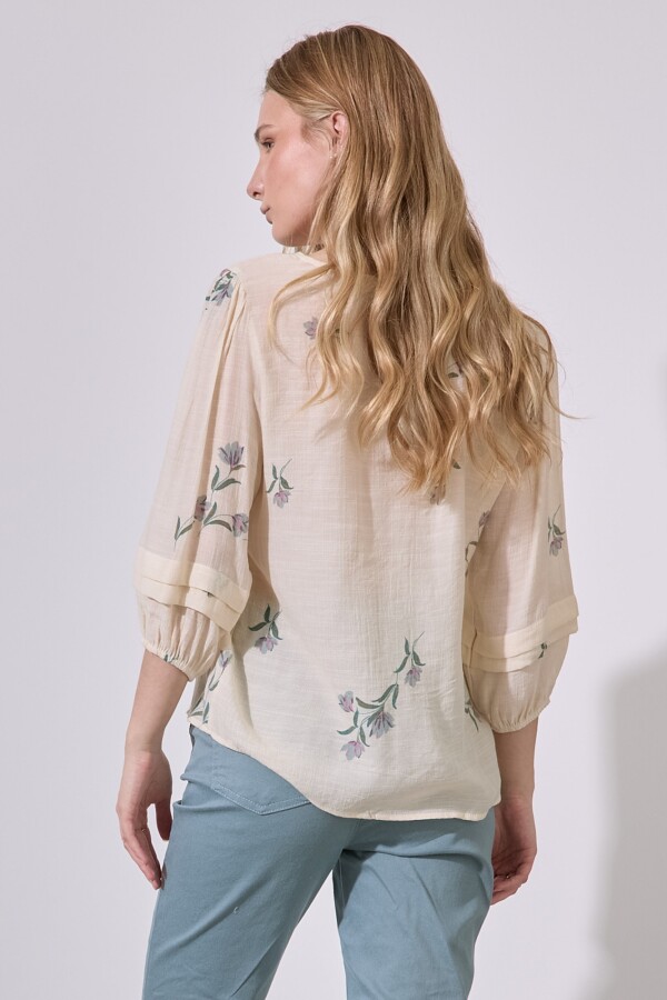 Blusa Gasa Botones BEIGE/MULTI