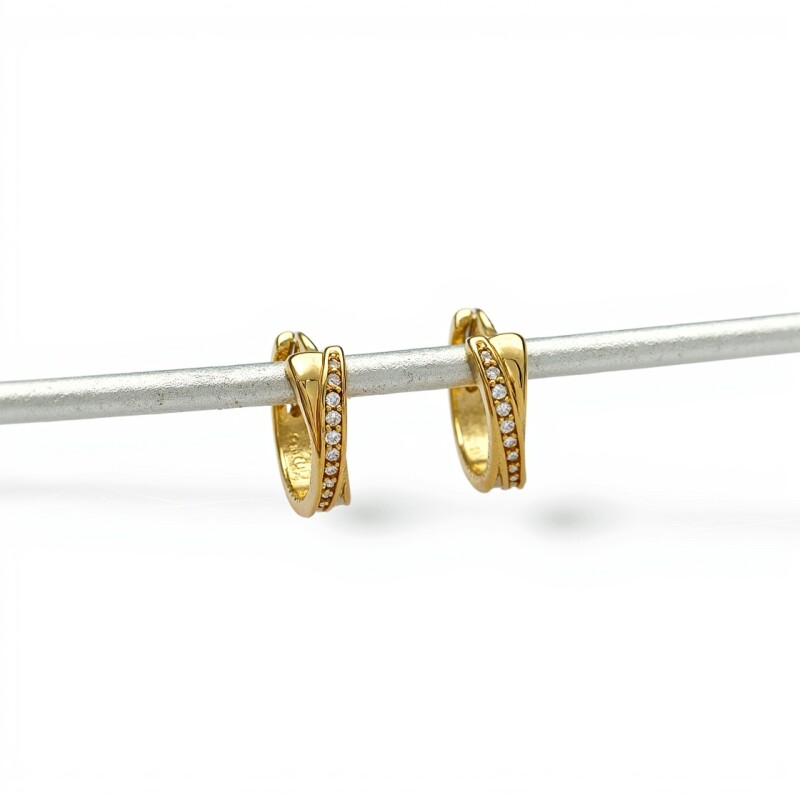 Caravanas Aros Cruzados Zirconia de oro- Oro bajo - Zirconia- CA8152 conpiedra