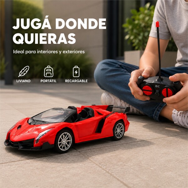 Auto Deportivo a Control Remoto Tipo Lamborghini con Luces LED ROJO