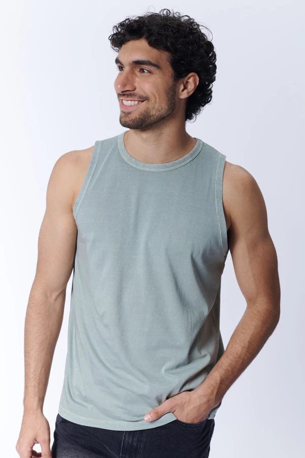 Remera sin manga lavada Verde