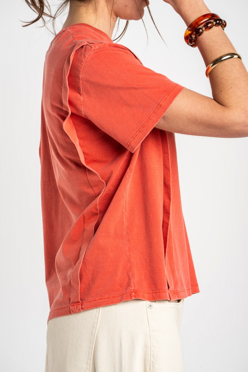 Remera Algodon Lavado Rojo