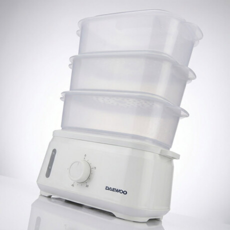 Vaporera eléctrica 9lts Daewoo | 3 Bandejas | Color blanco Vaporera eléctrica 9lts Daewoo | 3 Bandejas | Color blanco