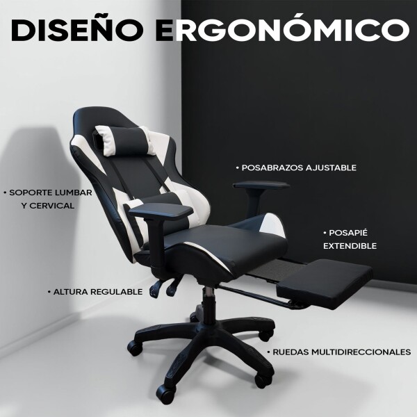 Silla Gamer Reclinable Reforzada Apoyapies Comoda Premium Ax Variante Color Negro