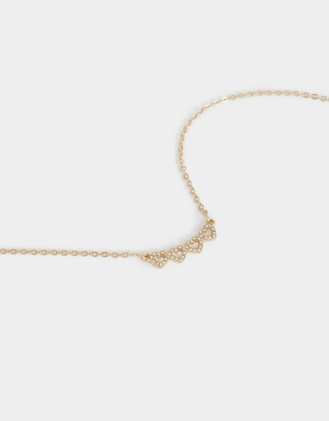 Cadena Corta con Dije Corazón Collar Con Corazones - Dorado
