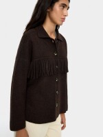 Cárdigan De Punto Con Flecos marron