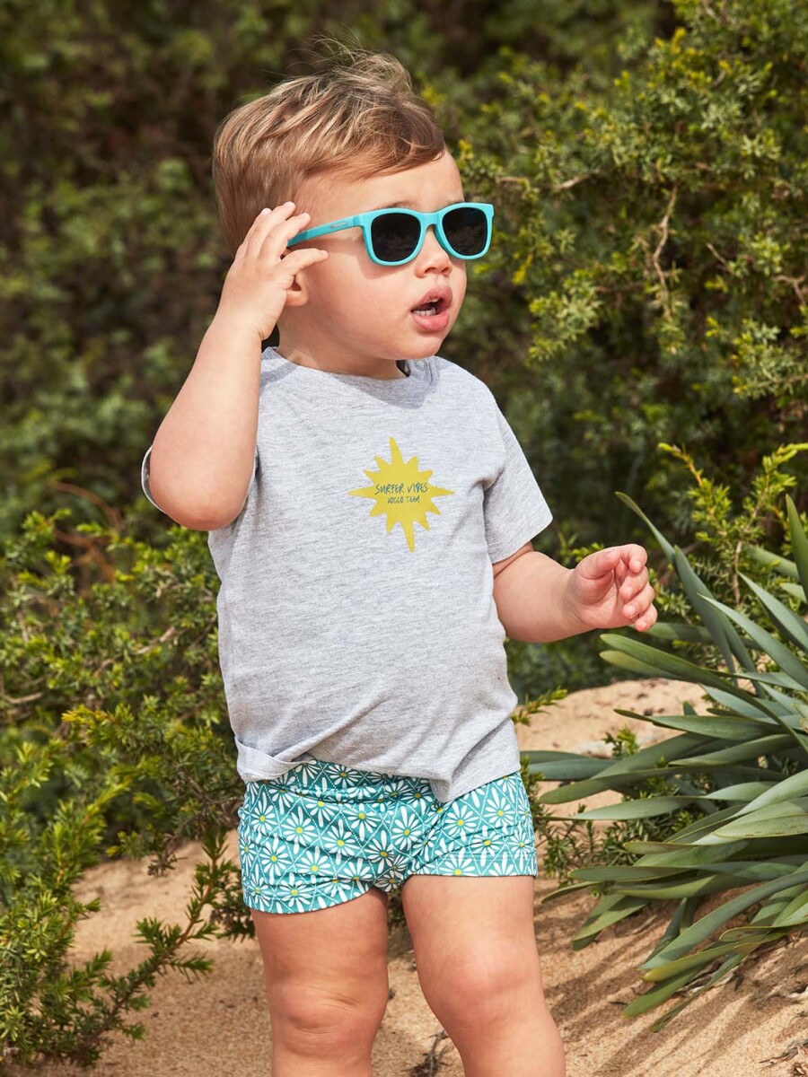 Bañador De Estampado Flor Geometrica Azul Claro