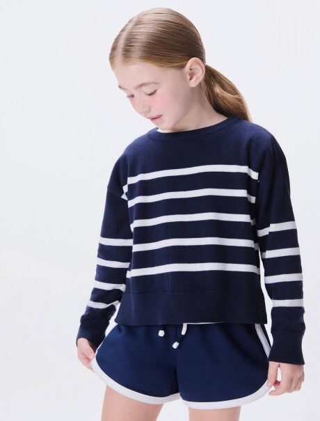 BUZO INFANTIL DE PUNTO A RAYAS AZUL