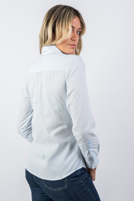 Camisa Dama Clásica Raya Celeste