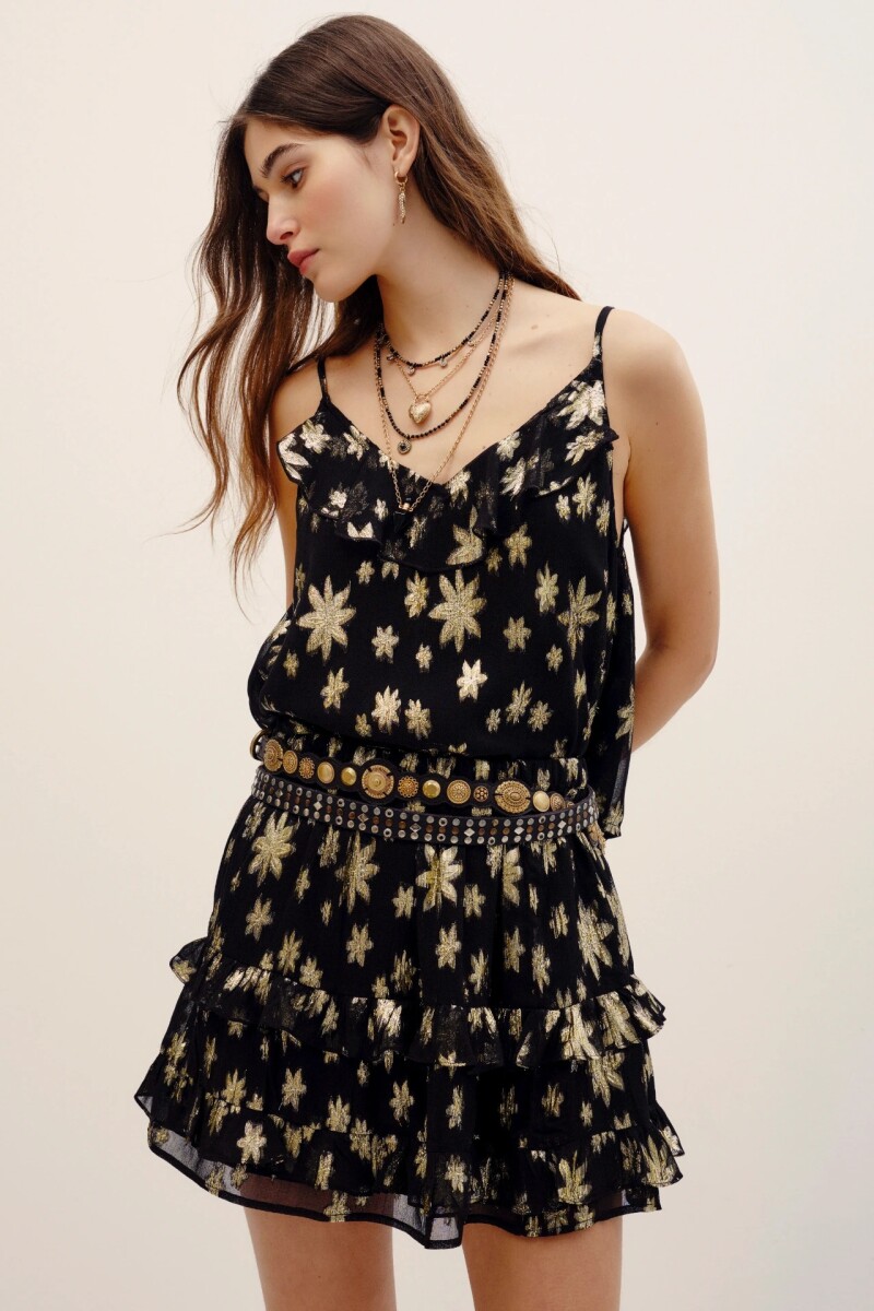 FALDA MININA SHORT LUREX Negro